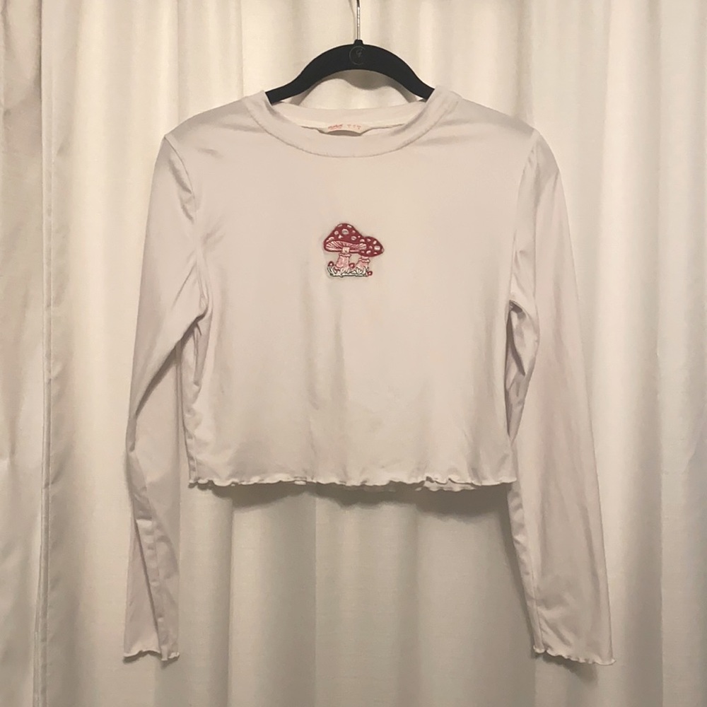 ROMWE Mushroom Patch Crop Top, Size S